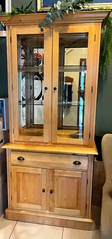 Display Hutch Cabinet Solid Wood with Light