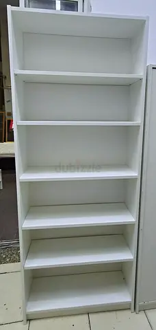 White Tall Bookcase / Open Shelf Unit - 5 Shelves
