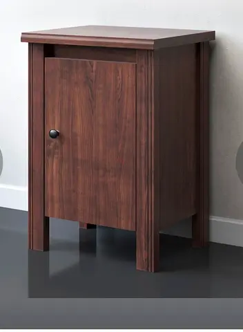 Compact Wooden Nightstand with Single Door - Dark Walnut