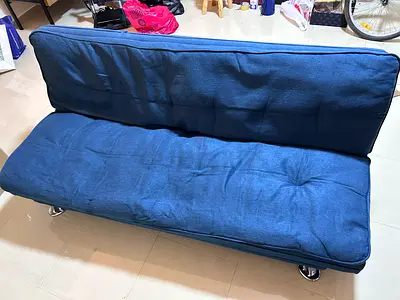 Blue 3-Seater fabric sofa bed