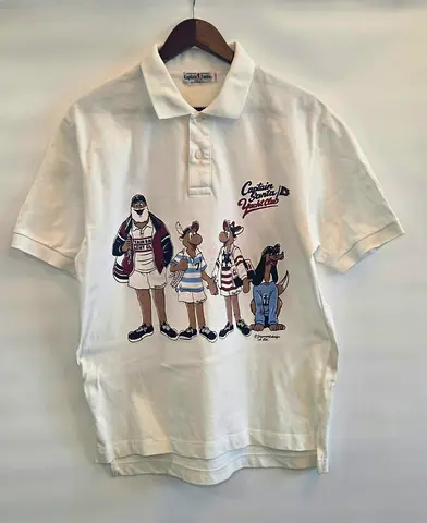 Captain Santa Yacht Club Polo Shirt Mens L White Joymark Vintage Graphic