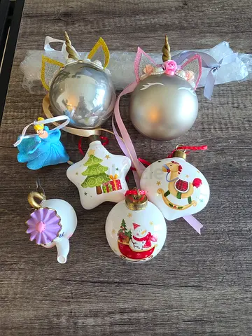 7 Decorative Christmas Baubles & Unicorn Ornaments