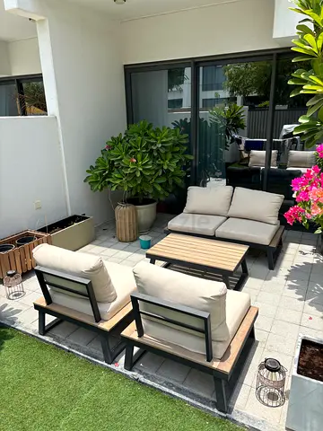 Outdoor patio sofa set with cushions