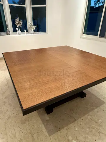 Solid wood dining table - Square shape -with metal base
