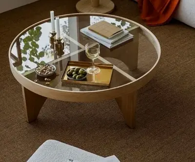 Brand New Oak/ Glass Coffee Table