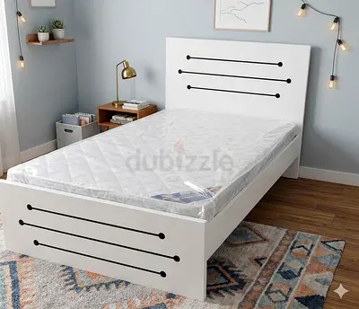 White 120cm 190cm size Bed Frame with Headboard and Mattress