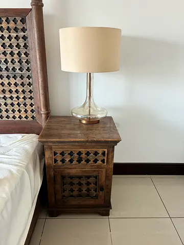 Pair of Solid Wood Carved Bedside Tables
