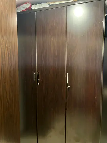 3 door wooden brown wardrobe