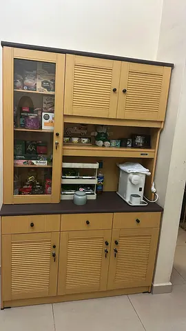 Wooden Kitchen Cabinet / Storage Cupboard with Glass Display - Good Condition