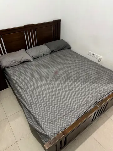 Wooden King Bed Frame + Mattress