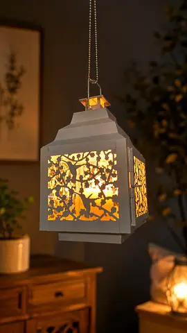 Hanging Decorative Lantern with Bird Cutout Design