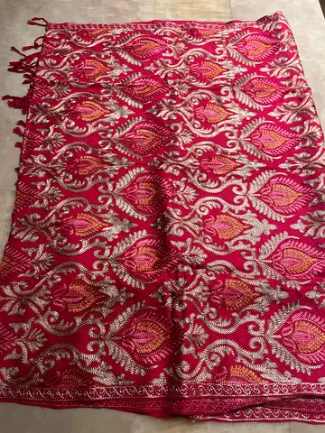 Pink Woven Kashmiri Stole with Paisley Motif — Lightly Used