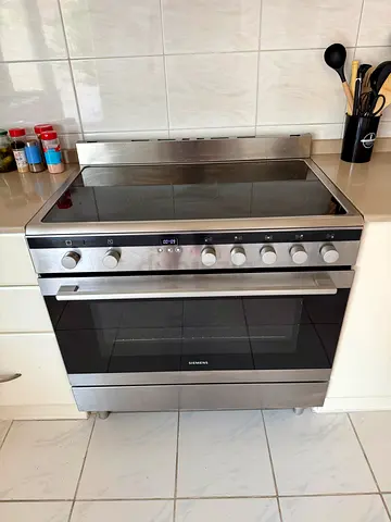 Siemens Electric Cooking Range, Glass Ceramic Cooktop, 90 cm, Stainless Steel, HK9K9V850M