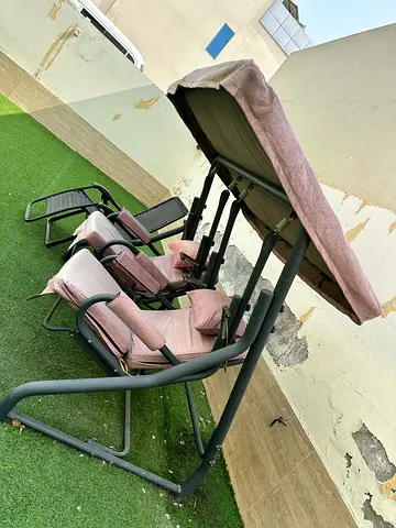 2 Seater Garden Swing with Canopy and Cushions - Good Condition