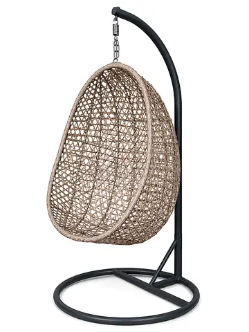 Hanging Egg Rattan Swing Chair with Stand - Single Seat
