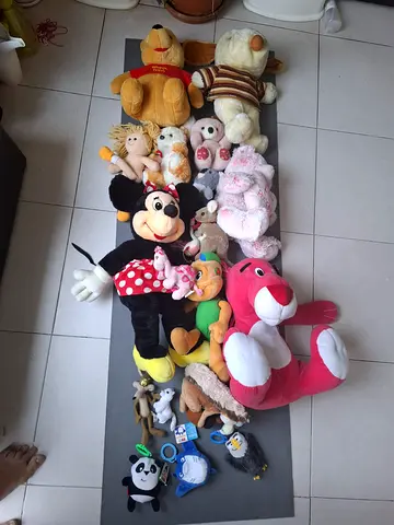 Lot of assorted soft toys and plush characters - good used condition