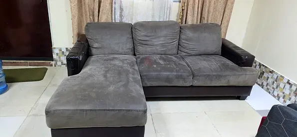 Grey L-Shaped Sectional Sofa with Chaise