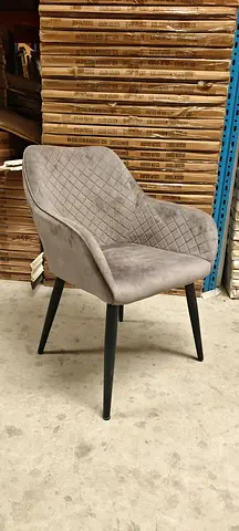Gray Upholstered Dining/Accent Chair with Quilted Back