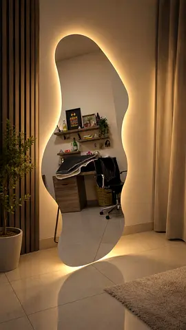 Freeform LED Backlit Full-Length Wall Mirror — Modern Organic Shape