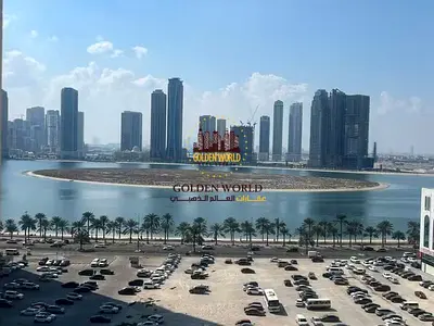 2-bedroom apartment with living room in Al Khan, second tenant, 2 master bedrooms, 3 bathrooms, 2 balconies, parking, sea view, AED 70K annually.