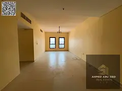 Large 2BR Hall in Al Hamidiya 1 near Ajman Court, two master bedrooms, 3 bathrooms, balcony, built