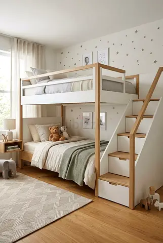 bunk bed with storage stairs - kids twin over full, new