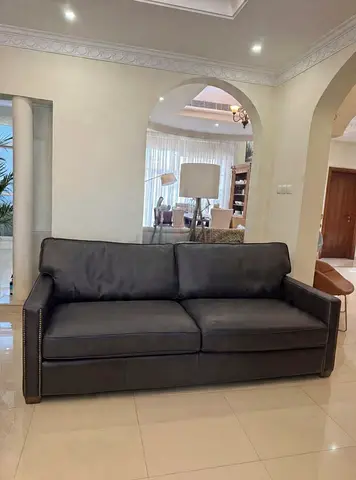 Marina Home TIMOTHY OULTON Viscount William 3 seater sofa couch gray full grain leather L222 cm
