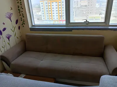 Beige convertible sofa bed — used, good condition- IKEA