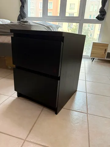 IKEA MALM-style 2-drawer Black-Brown Bedside Nightstand