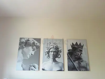 Set of 3 Classical Sculpture Canvas Prints — David, Medusa, and King Poseidon