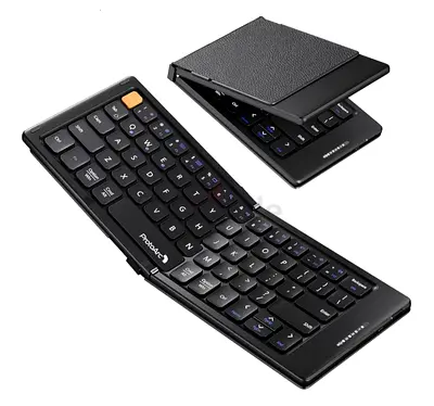 ProtoArc Foldable Compact Bluetooth Wireless Pocket-Sized Travel Keyboard with PU Leather Cover