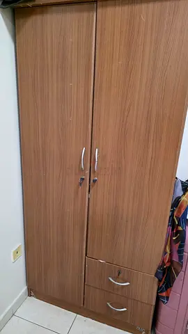 Two-door wooden wardrobe with drawers - good condition