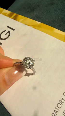 Sparkling solitaire engagement ring with pave band (simulated diamond) lab grown with certificates