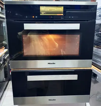 Miele built in H6800BM Compact Combination Electric Oven And Miele ESW 6229 Warming Drawer Set