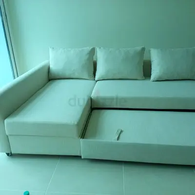 Modern Beige L-Shaped Sofa Bed