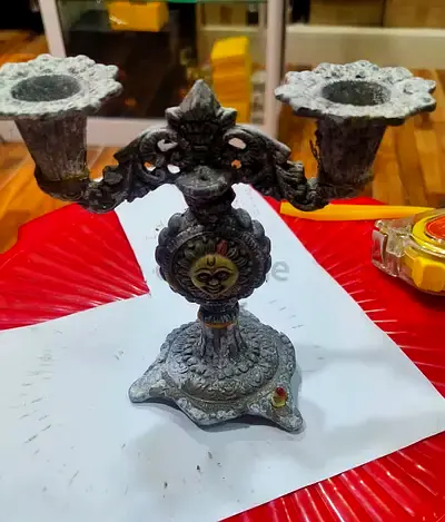 Vintage two arm candle holder-14cm height