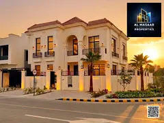 Luxury villa on a corner lot overlooking Al Hamidiya Park, with a private garden and pool – high-e