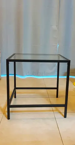 Side Table, glass top - excellent condition, minimalistic design, like new