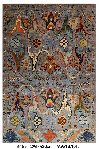 3x4.2 m Handmade Modern Floral Area Rug 296x420cm 10x14ft afghan hand knotted veg dye wool rug