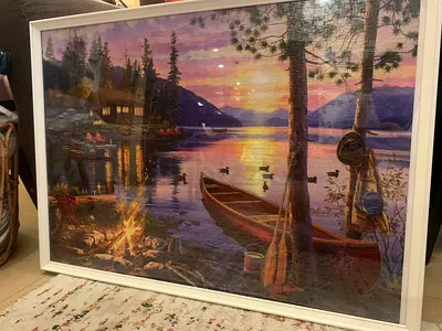 Buffalo Games Canoe Lake 1000-Piece Framed Puzzle Art