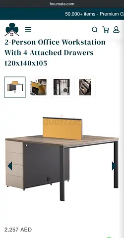2-Person Office Workstation with four drawers