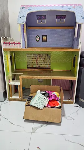 Large Wooden Dollhouse with Furniture and Accessories
