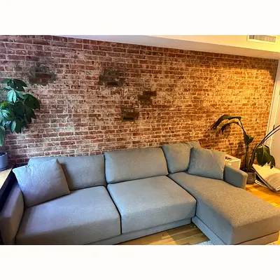 Crate and Barrel lshape sofa gray color