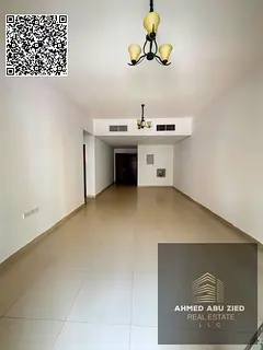 Large 1BR Hall in Al Hamidiya 1 near Ajman Court, master bedroom, balcony, 2 bathrooms, built‑in w