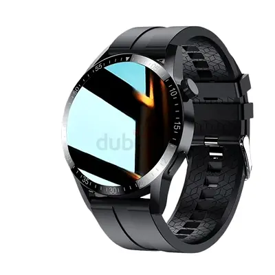 Black Round Smartwatch with Silicone Strap