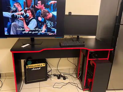 Red Gaming/Computer Desktop, table, chair, all in one – Good Condition