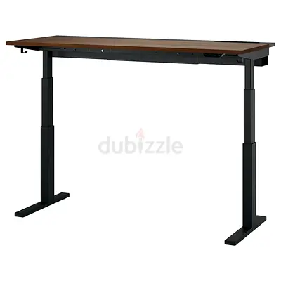 Adjustable Height Standing Desk with Wood Top and Black Frame