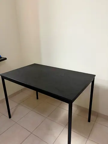 Simple black metal dining/office table - 4 legs, compact