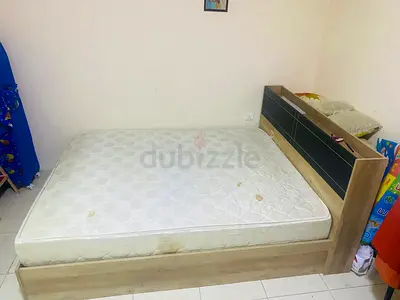 Queen bed frame with mattress - light wood, good solid frame and medical mattress