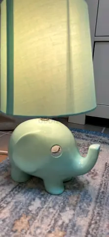 Cute Elephant Table Lamp - Mint Ceramic Kids Lamp